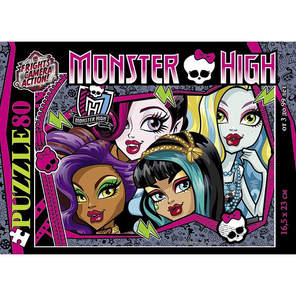 ПАЗЛЫ-ИГРА 80 элементов А5ф 165х230мм -Школа Монстров-(Monster High) , 